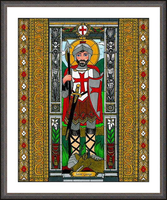 Wall Frame Espresso, Matted - St. George of Lydda by Brenda Nippert - Trinity Stores