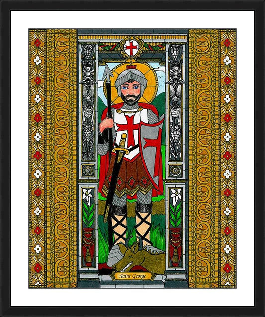 Wall Frame Black, Matted - St. George of Lydda by Brenda Nippert - Trinity Stores