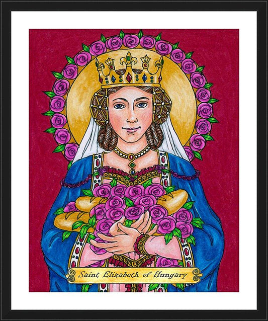Wall Frame Black, Matted - St. Elizabeth of Hungary by Brenda Nippert - Trinity Stores