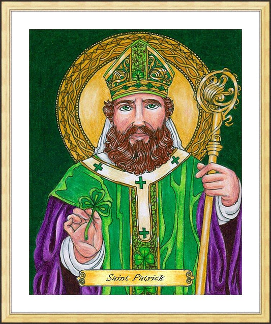 Wall Frame Gold, Matted - St. Patrick by Brenda Nippert - Trinity Stores