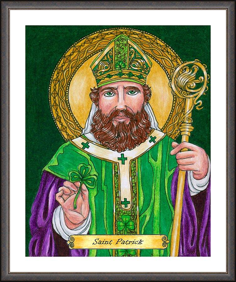 Wall Frame Espresso, Matted - St. Patrick by Brenda Nippert - Trinity Stores