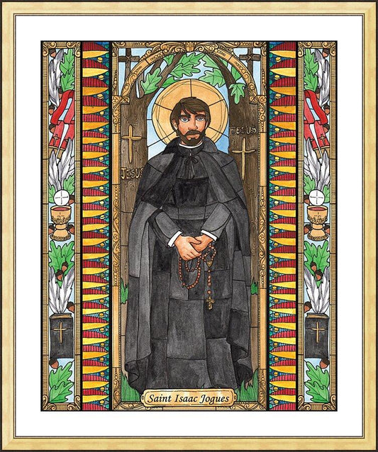 Wall Frame Gold, Matted - St. Isaac Jogues by B. Nippert