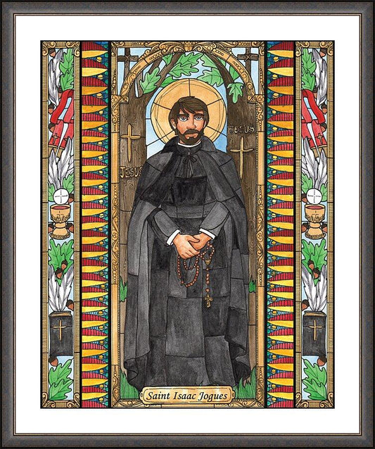 Wall Frame Espresso, Matted - St. Isaac Jogues by Brenda Nippert - Trinity Stores