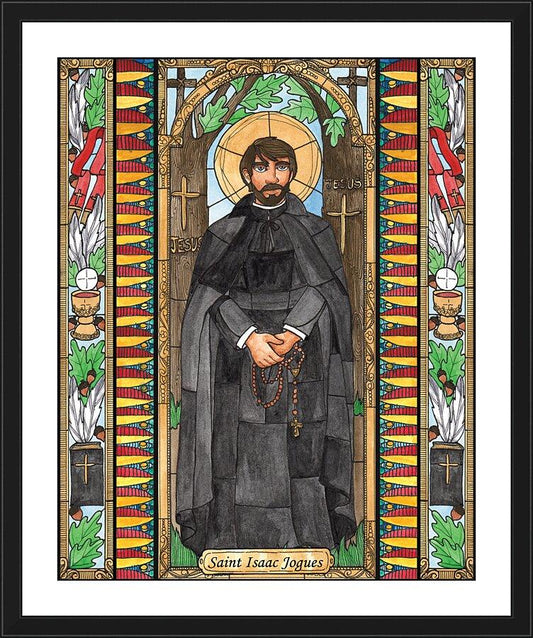 Wall Frame Black, Matted - St. Isaac Jogues by Brenda Nippert - Trinity Stores