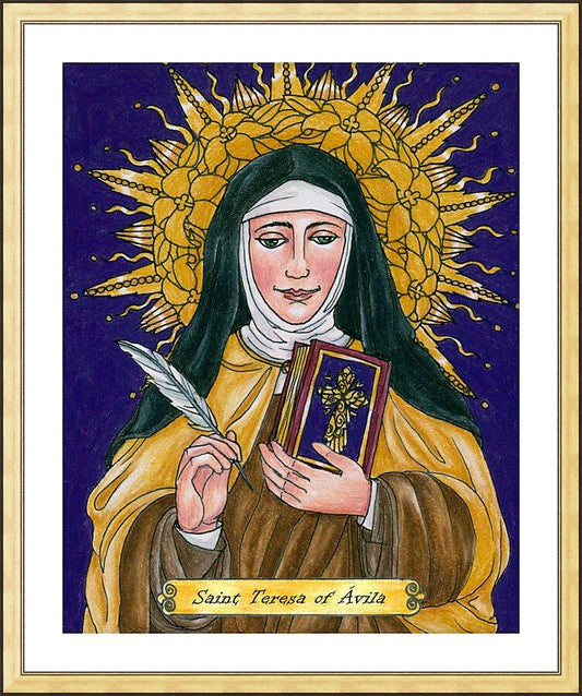 Wall Frame Gold, Matted - St. Teresa of Avila  by Brenda Nippert - Trinity Stores