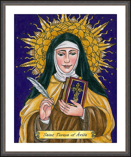 Wall Frame Espresso, Matted - St. Teresa of Avila  by Brenda Nippert - Trinity Stores