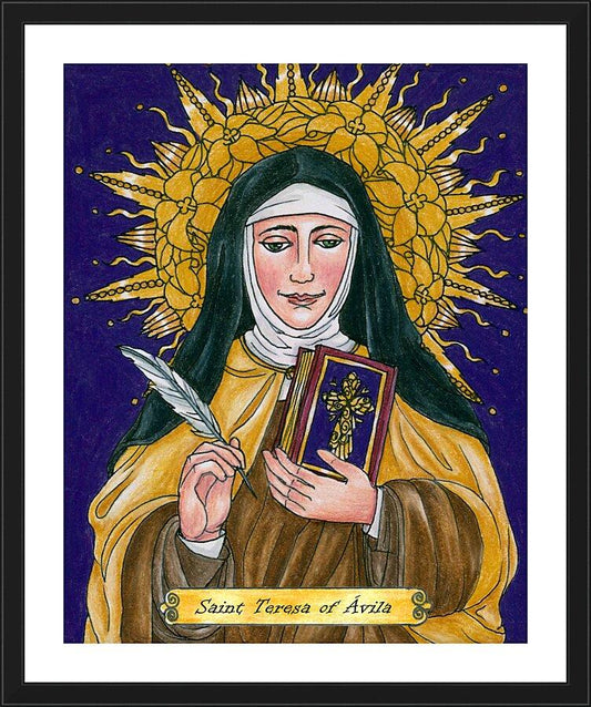 Wall Frame Black, Matted - St. Teresa of Avila  by Brenda Nippert - Trinity Stores