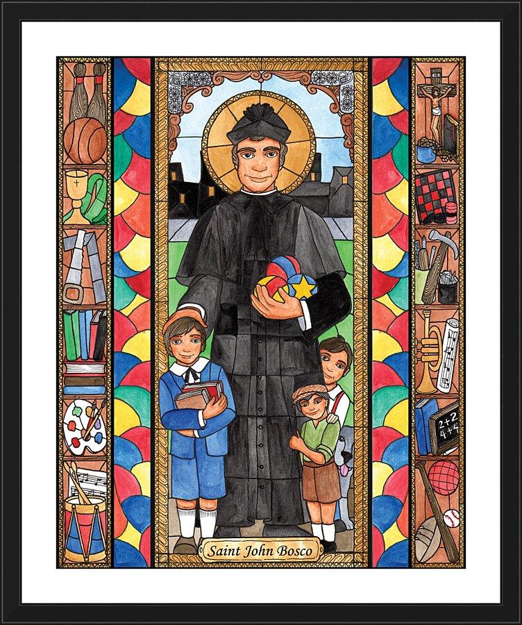 Wall Frame Black, Matted - St. John Bosco by Brenda Nippert - Trinity Stores