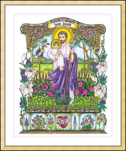 Wall Frame Gold, Matted - St. Joseph by Brenda Nippert - Trinity Stores