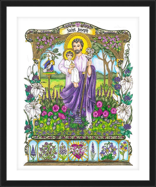 Wall Frame Black, Matted - St. Joseph by Brenda Nippert - Trinity Stores