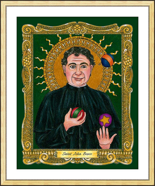 Wall Frame Gold, Matted - St. John Bosco by Brenda Nippert - Trinity Stores