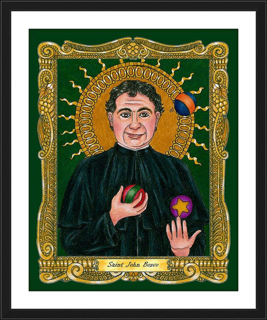 Wall Frame Black, Matted - St. John Bosco by Brenda Nippert - Trinity Stores