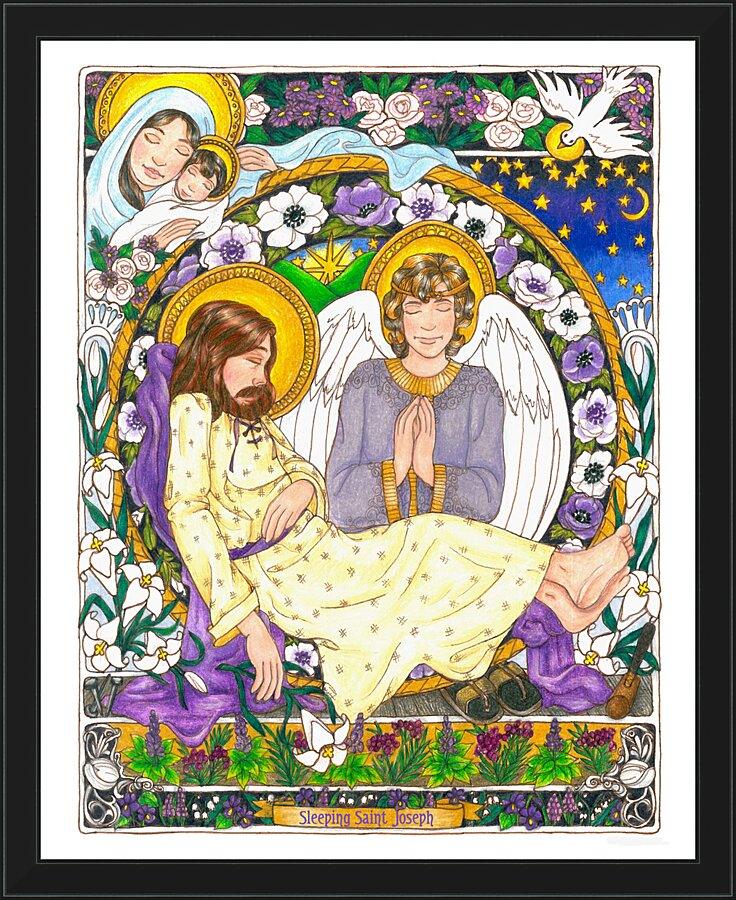 Wall Frame Black - St. Joseph Sleeping by Brenda Nippert - Trinity Stores