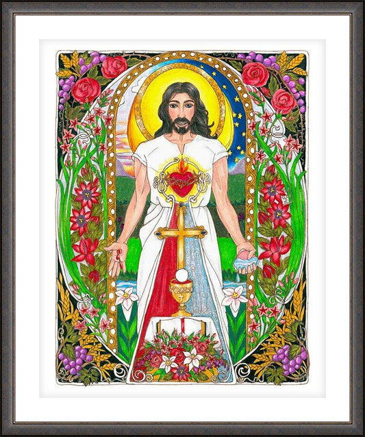 Wall Frame Espresso, Matted - Jesus by Brenda Nippert - Trinity Stores