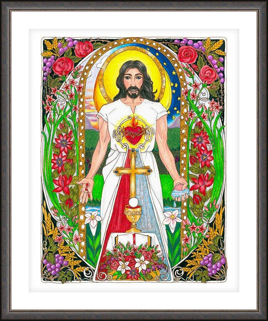 Wall Frame Espresso, Matted - Jesus by B. Nippert