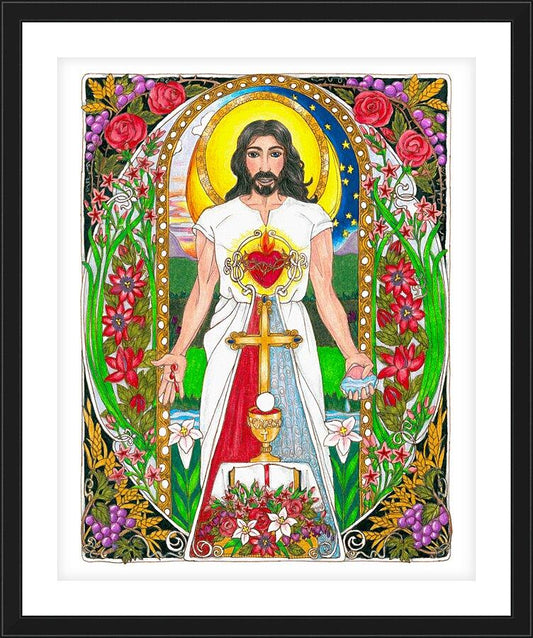 Wall Frame Black, Matted - Jesus by Brenda Nippert - Trinity Stores