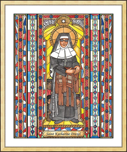 Wall Frame Gold, Matted - St. Katharine Drexel by Brenda Nippert - Trinity Stores