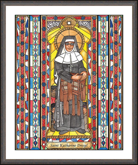 Wall Frame Espresso, Matted - St. Katharine Drexel by Brenda Nippert - Trinity Stores