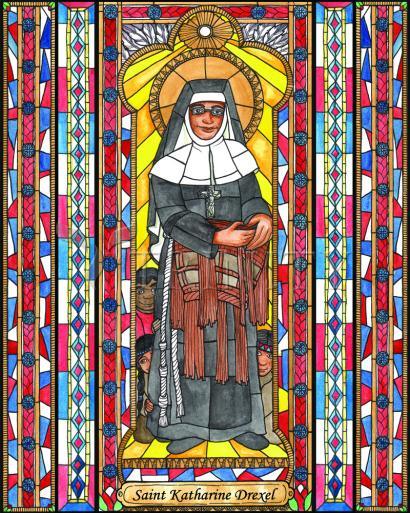 Wall Frame Gold, Matted - St. Katharine Drexel by Brenda Nippert - Trinity Stores