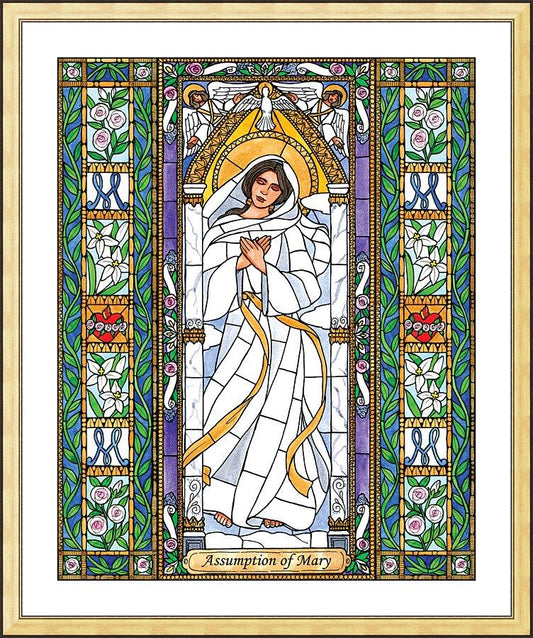 Wall Frame Gold, Matted - Assumption of Mary by Brenda Nippert - Trinity Stores