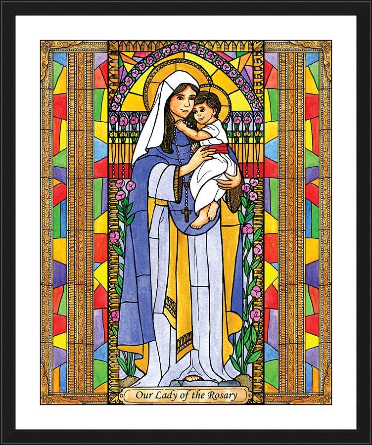 Wall Frame Black, Matted - Our Lady of the Rosary by Brenda Nippert - Trinity Stores