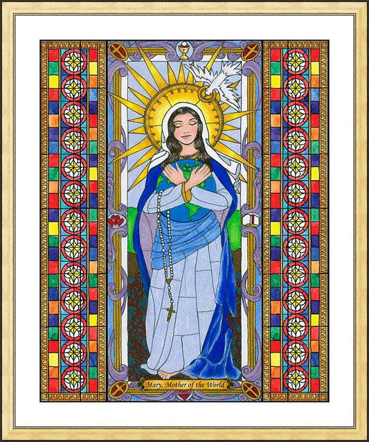 Wall Frame Gold, Matted - Mary, Mother of the World by Brenda Nippert - Trinity Stores