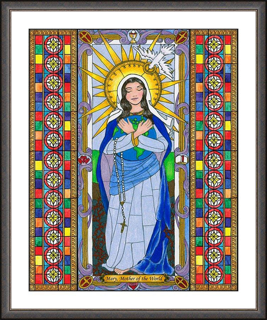 Wall Frame Espresso, Matted - Mary, Mother of the World by Brenda Nippert - Trinity Stores