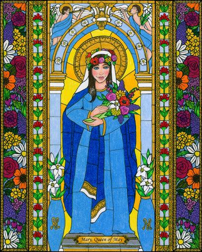 Wall Frame Espresso, Matted - Mary, Queen of May by Brenda Nippert - Trinity Stores