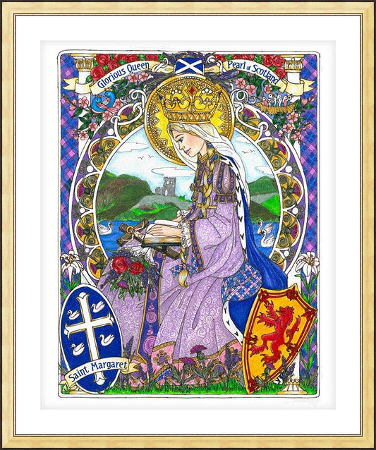 Wall Frame Gold, Matted - St. Margaret of Scotland by Brenda Nippert - Trinity Stores