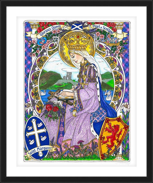 Wall Frame Black, Matted - St. Margaret of Scotland by Brenda Nippert - Trinity Stores