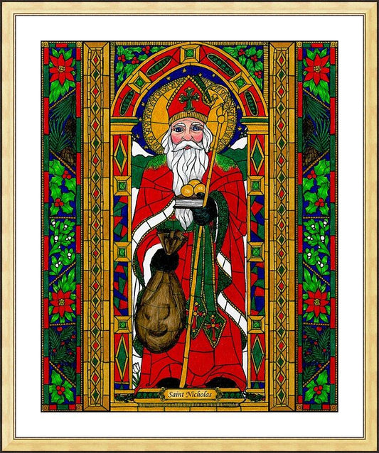 Wall Frame Gold, Matted - St. Nicholas by Brenda Nippert - Trinity Stores