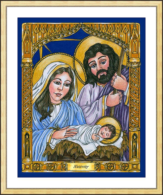 Wall Frame Gold, Matted - Nativity by Brenda Nippert - Trinity Stores