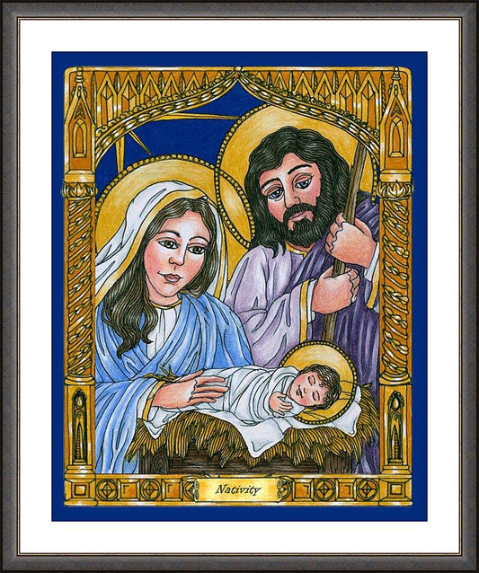 Wall Frame Espresso, Matted - Nativity by Brenda Nippert - Trinity Stores