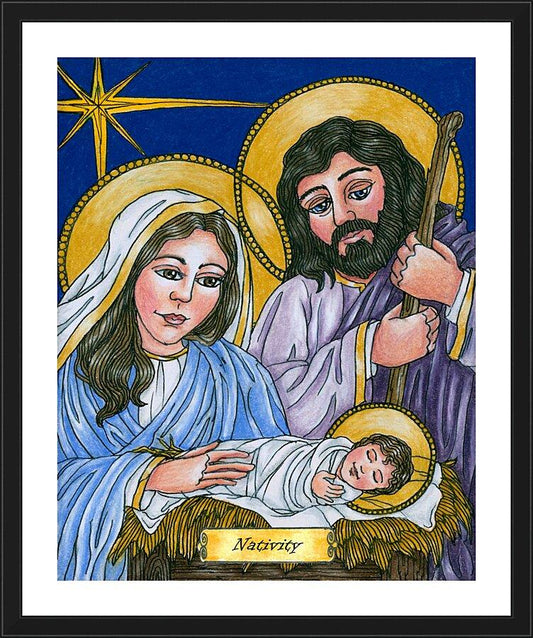 Wall Frame Black, Matted - Nativity by Brenda Nippert - Trinity Stores