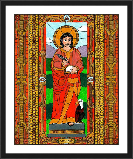 Wall Frame Black, Matted - St. John the Evangelist by Brenda Nippert - Trinity Stores