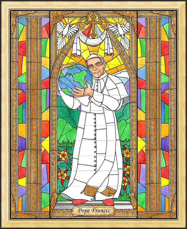 Wall Frame Gold - Pope Francis by Brenda Nippert - Trinity Stores