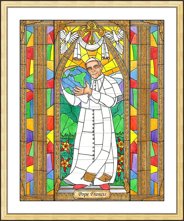 Wall Frame Gold, Matted - Pope Francis by Brenda Nippert - Trinity Stores