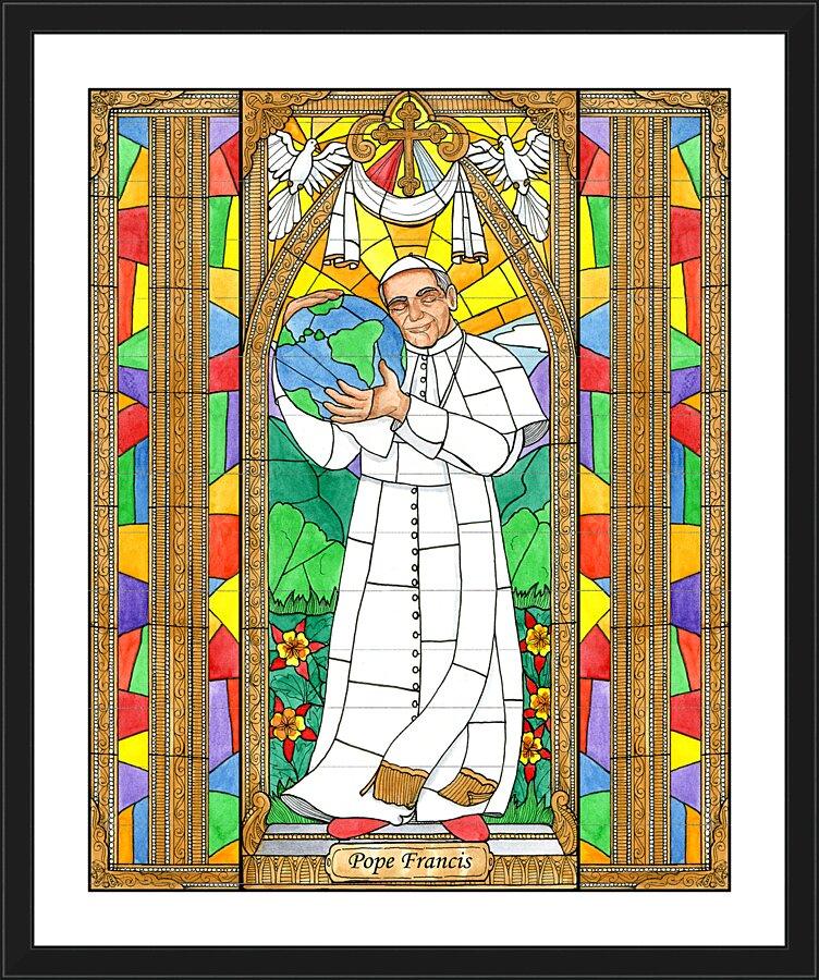 Wall Frame Black, Matted - Pope Francis by Brenda Nippert - Trinity Stores
