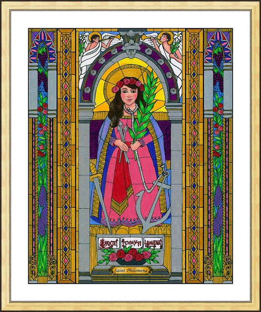 Wall Frame Gold, Matted - St. Philomena by B. Nippert