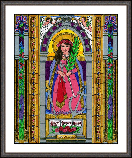 Wall Frame Espresso, Matted - St. Philomena by B. Nippert