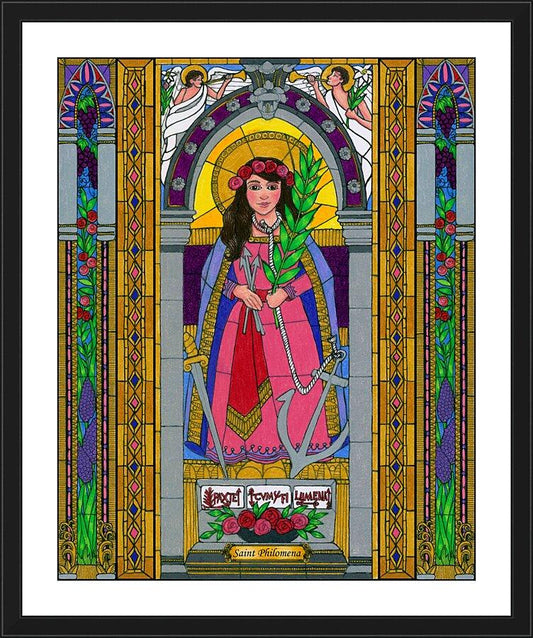 Wall Frame Black, Matted - St. Philomena by Brenda Nippert - Trinity Stores