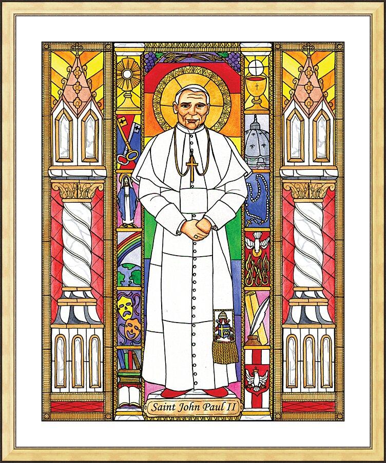 Wall Frame Gold, Matted - St. John Paul II by Brenda Nippert - Trinity Stores