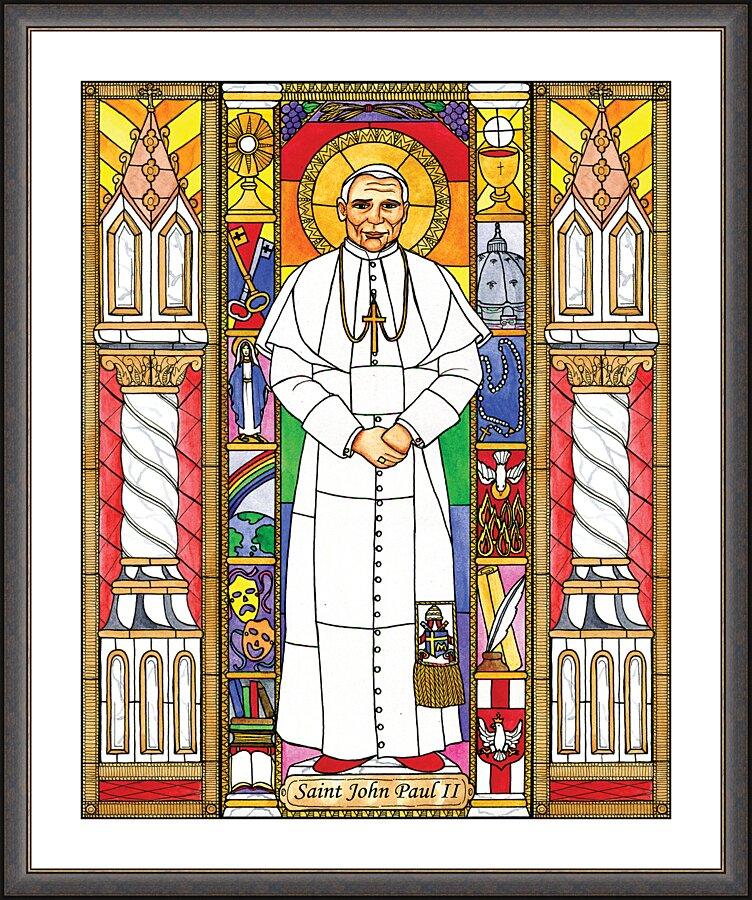Wall Frame Espresso, Matted - St. John Paul II by Brenda Nippert - Trinity Stores