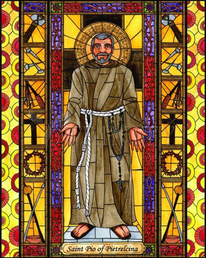 Wall Frame Gold, Matted - St. Padre Pio of Pietrelcina by Brenda Nippert - Trinity Stores