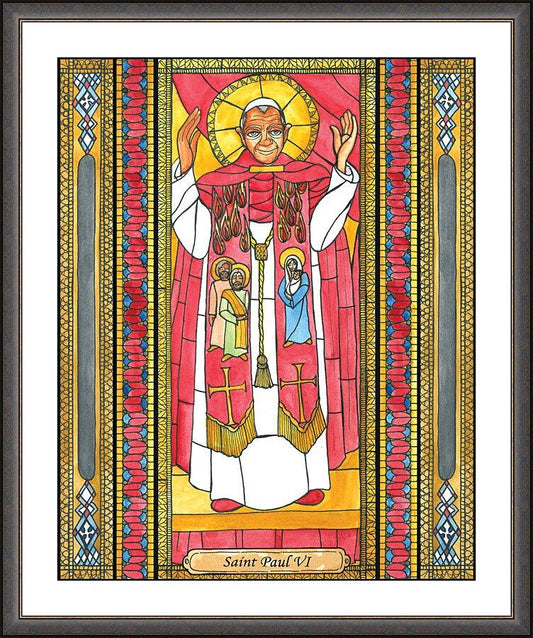 Wall Frame Espresso, Matted - St. Paul VI by Brenda Nippert - Trinity Stores