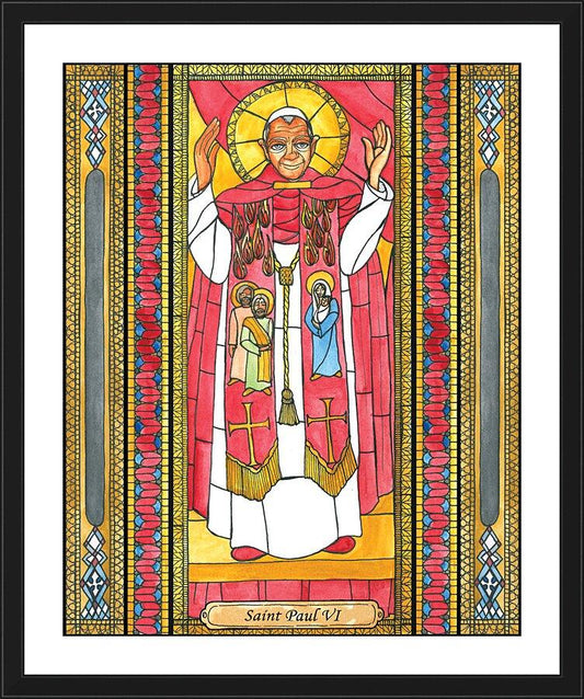 Wall Frame Black, Matted - St. Paul VI by Brenda Nippert - Trinity Stores