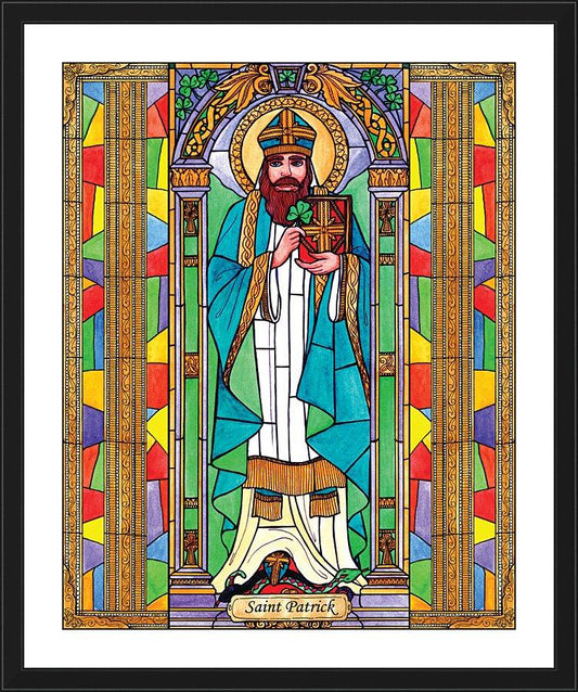 Wall Frame Black, Matted - St. Patrick by Brenda Nippert - Trinity Stores