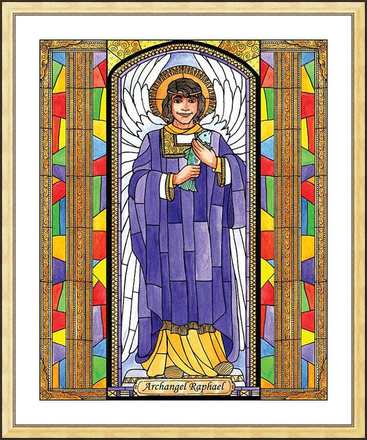 Wall Frame Gold, Matted - St. Raphael Archangel by Brenda Nippert - Trinity Stores