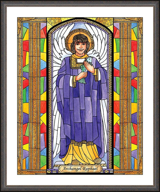 Wall Frame Espresso, Matted - St. Raphael Archangel by Brenda Nippert - Trinity Stores