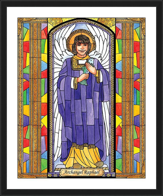 Wall Frame Black, Matted - St. Raphael Archangel by Brenda Nippert - Trinity Stores
